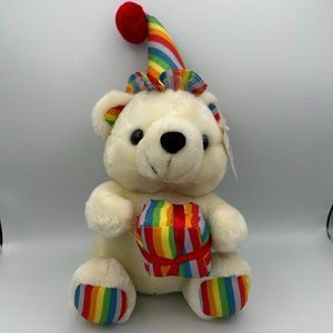 Soft Things Birthday Teddy Bear 12 in w/ Rainbow Hat Gift Fiesta Hat Gift NWT